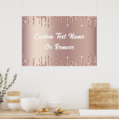 Roos Gold Glitter Poster met aangepaste tekst (Keuken)