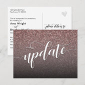 Roos Gold Glitter Postponed Wedding Update Briefkaart (Voorkant / Achterkant)