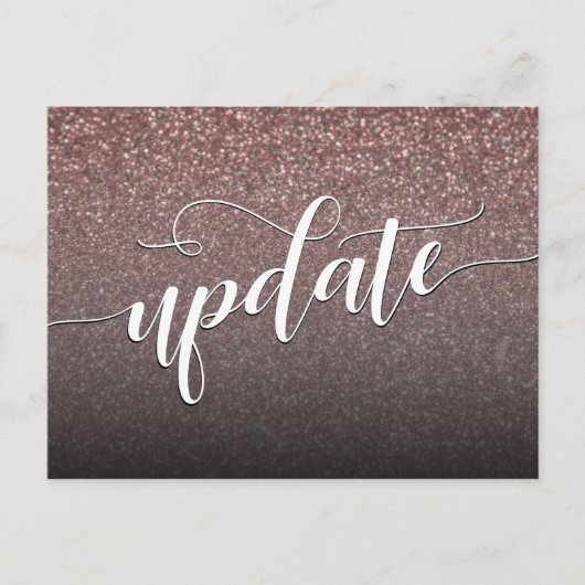 Roos Gold Glitter Postponed Wedding Update Briefkaart (Voorkant)