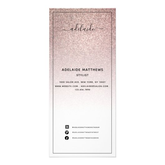 Roos Gold Glitter Price List Salon Service Menu (Voorkant)