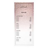Roos Gold Glitter Price List Salon Service Menu (Achterkant)