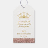Roos Gold Glitter Princess Crown Favor Cadeaulabel (Voorkant)