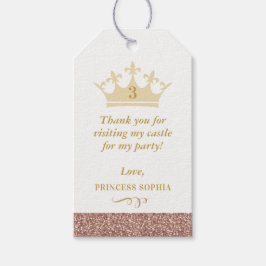 Roos Gold Glitter Princess Crown Favor Cadeaulabel