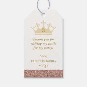 Roos Gold Glitter Princess Crown Favor Cadeaulabel