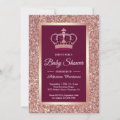 Roos Gold Glitter Princess Crown Pink Baby shower Kaart (Voorkant)