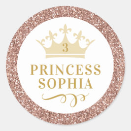 Roos Gold Glitter Princess Favor Sticker Label