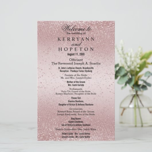 Roos Gold Glitter - Programma (Staand voorkant)