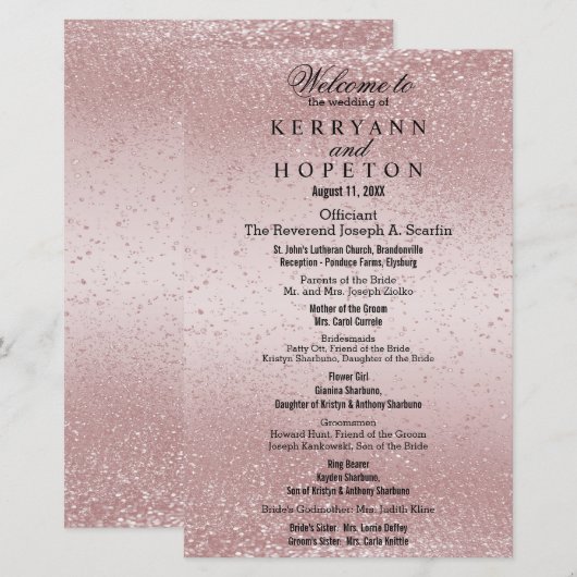 Roos Gold Glitter - Programma (Voorkant / Achterkant)