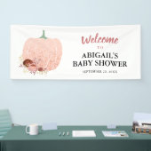 Roos Gold Glitter Pumpkin Baby shower Welkom Spandoek (Beurs)