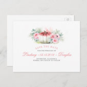 Roos Gold Glitter Pumpkin Herfst Save the Date Aankondigingskaart (Voorkant / Achterkant)