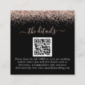 Roos Gold Glitter QR Code Black Weddenschap - Gege Informatiekaartje (Voorkant)