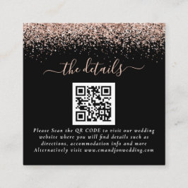 Roos Gold Glitter QR Code Black Weddenschap - Gege Informatiekaartje