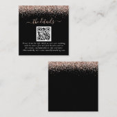 Roos Gold Glitter QR Code Black Weddenschap - Gege Informatiekaartje (Voorkant / Achterkant)