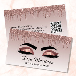 Roos Gold Glitter QR Code Lash Brow Beauty Visitekaartje