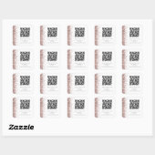 Roos Gold Glitter QR-code naar RSVP Wedding Vierkante Sticker (Vel)