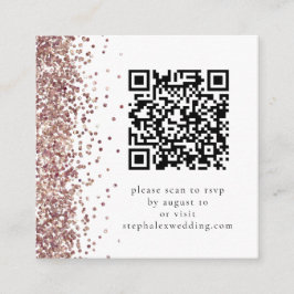 Roos Gold Glitter QR code RSVP Weddenschap Informatiekaartje