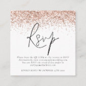 Roos Gold Glitter QR-codescript bruiloft RSVP Informatiekaartje (Voorkant)