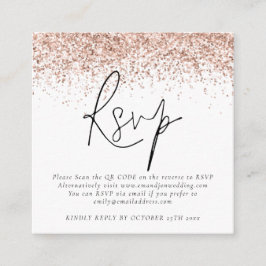Roos Gold Glitter QR-codescript bruiloft RSVP Informatiekaartje