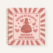 Roos Gold Glitter Queen of Hearts Kinder Sketchboo Notitieboek (Voorkant)