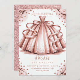 Roos Gold Glitter Quinceañera Kaart