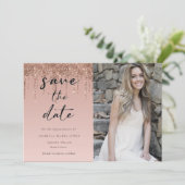 Roos Gold Glitter Quinceanera Save The Date (Staand voorkant)