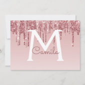 Roos Gold Glitter Quinceanera Sla de datum op Kaart (Voorkant)