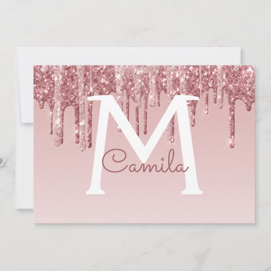 Roos Gold Glitter Quinceanera Sla de datum op Kaart (Voorkant)