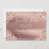 Roos Gold Glitter Quinceanera Sla de datum op Save The Date (Achterkant)