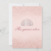 Roos Gold Glitter Quinceanera Uitnodigingen (Achterkant)