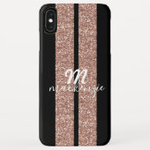 Roos Gold Glitter Racing Stripes Monogramed Case-Mate iPhone Case (Achterkant)
