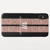 Roos Gold Glitter Racing Stripes Monogramed Case-Mate iPhone Case (Achterkant (horizontaal))