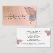 Roos Gold Glitter Rainbow Buttefly Logo Business C Visitekaartje (Voorkant / Achterkant)