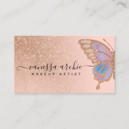 Roos Gold Glitter Rainbow Buttefly Logo Business C Visitekaartje