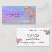 Roos Gold Glitter Rainbow Butterfly Iridescent Visitekaartje (Voorkant / Achterkant)