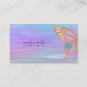 Roos Gold Glitter Rainbow Butterfly Iridescent Visitekaartje (Voorkant)