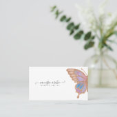 Roos Gold Glitter Rainbow Butterfly Logo Visitekaartje (Staand voorkant)