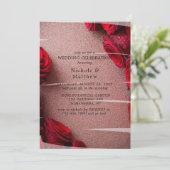 Roos Gold Glitter & Red Roses Huwelijksfeest Kaart (Staand voorkant)