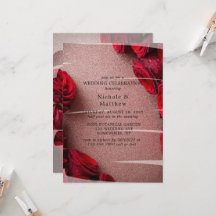 Roos Gold Glitter & Red Roses Huwelijksfeest