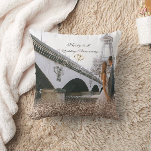 Roos Gold Glitter Rings Foto Kussen (Deken)