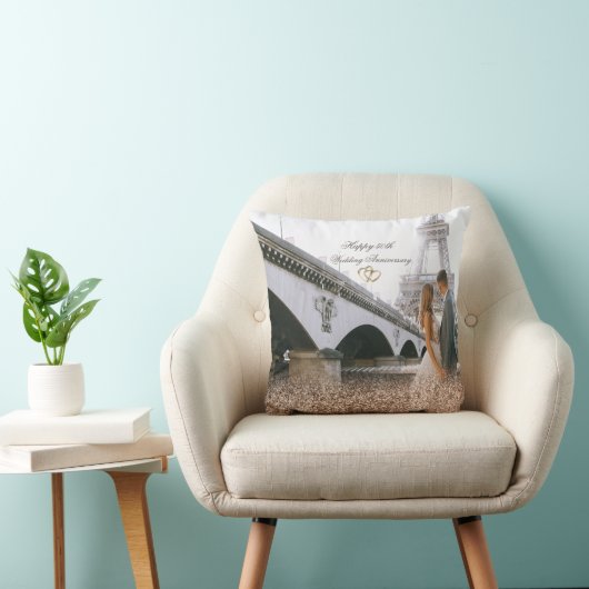 Roos Gold Glitter Rings Foto Kussen (Stoel)