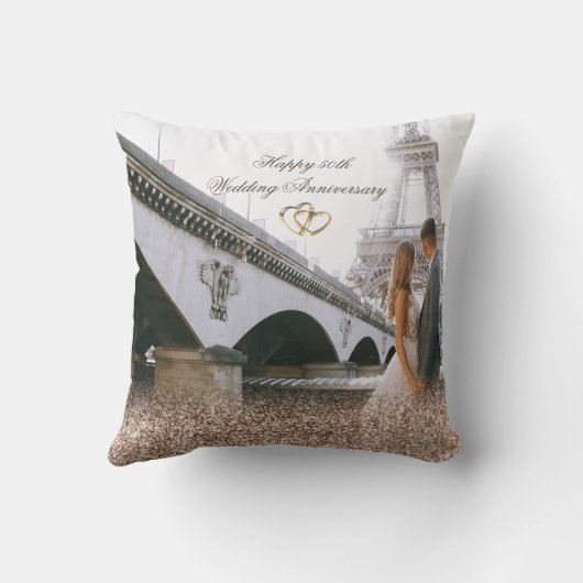 Roos Gold Glitter Rings Foto Kussen (Achterkant)