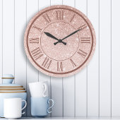 Roos Gold Glitter Roman Numeral Sparkle Girly Grote Klok