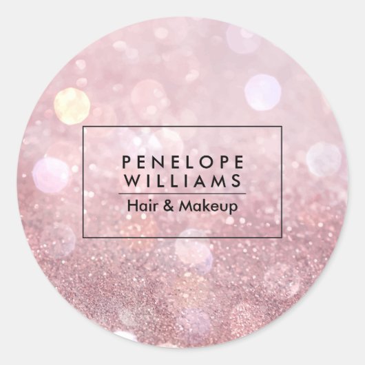Roos Gold Glitter Ronde Sticker (Voorkant)