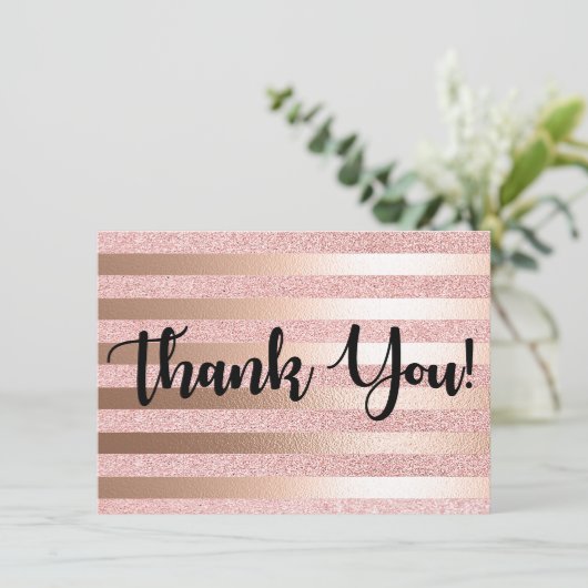 Roos Gold Glitter & Roos Gold Foil Hartelijk dank Bedankkaart (Staand voorkant)