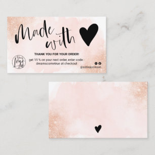 Roos Gold glitter roze borstel logo bedankt Visitekaartje