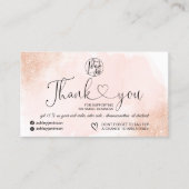 Roos Gold glitter roze hart logo bedankt Visitekaartje (Voorkant)