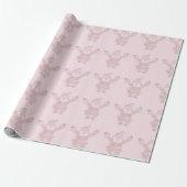 Roos Gold Glitter & Roze kerstman Patroon Cadeaupapier (Uitgerold)