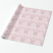 Roos Gold Glitter & Roze kerstman Patroon Cadeaupapier (Uitgerold)