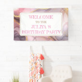 Roos Gold glitter roze verjaardagswelkom Spandoek (Insitu)