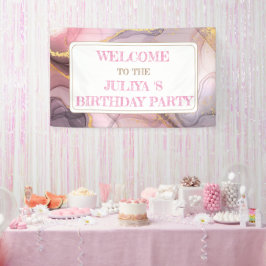 Roos Gold glitter roze verjaardagswelkom Spandoek